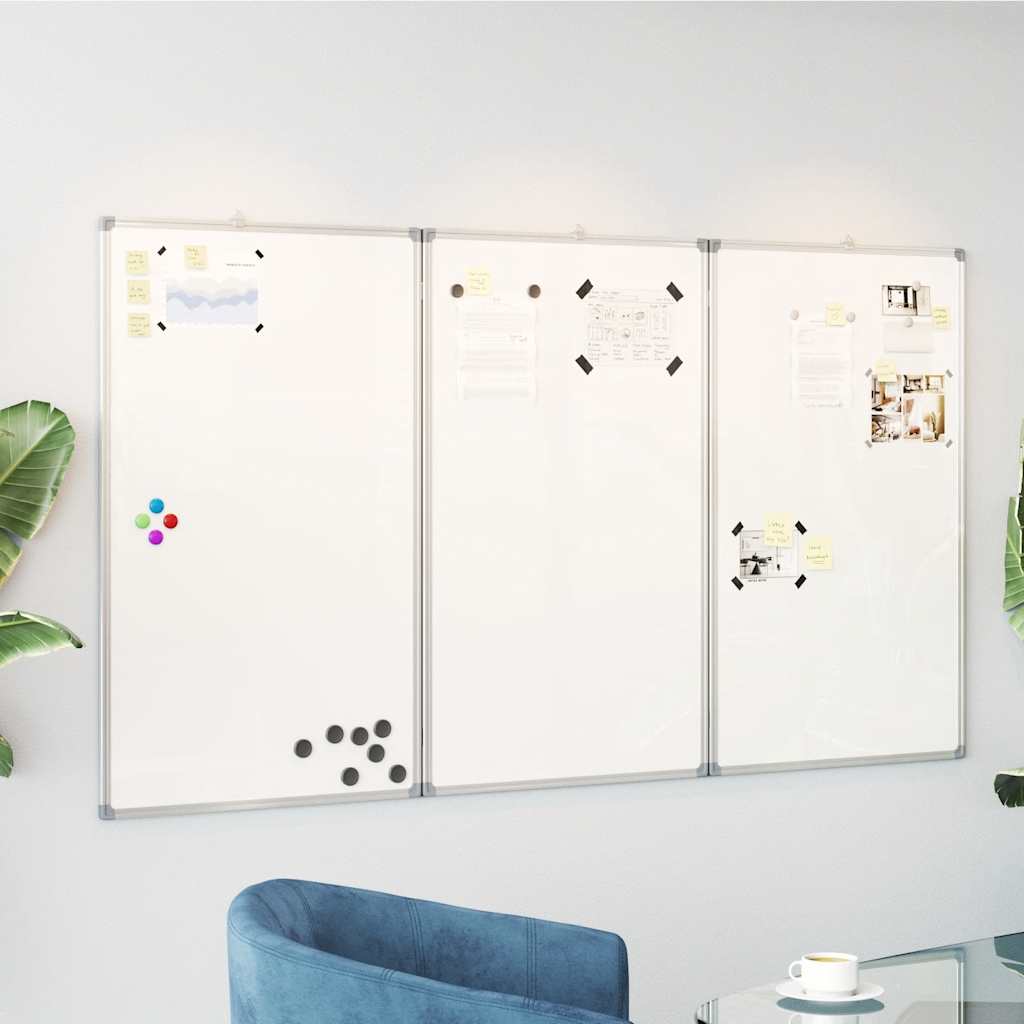 vidaXL Magnetic Whiteboard Foldable 59.1"x31.5"x0.7" Aluminum