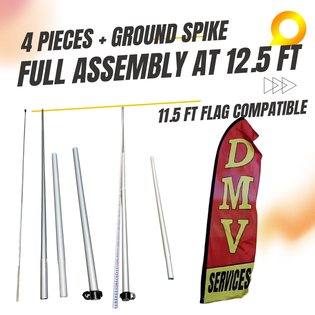 Adjustable Feather Flag Kit for Business Advertisement Banners (6-15 ft.) Fits Windless and Swooper Flags with Ground Spike