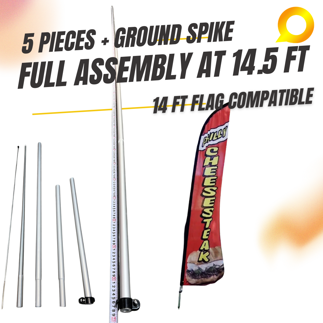 Adjustable Feather Flag Kit for Business Advertisement Banners (6-15 ft.) Fits Windless and Swooper Flags with Ground Spike