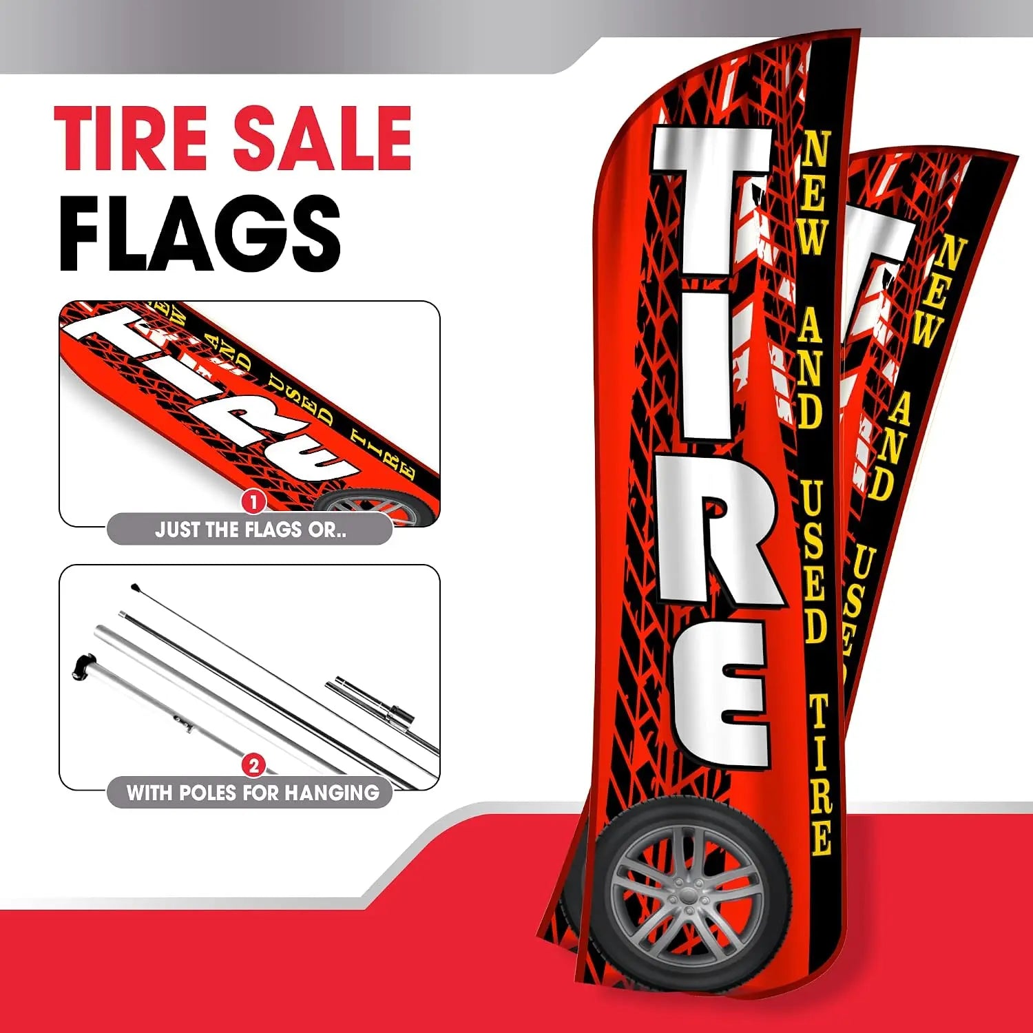 OnPoint Wares Tire Sale Windless Flag | 3 ft x 11.5 ft Outdoor Advertising Banner OnPoint Wares