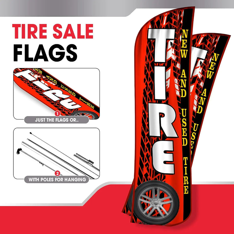 OnPoint Wares Tire Sale Windless Flag | 3 ft x 11.5 ft Outdoor Advertising Banner OnPoint Wares