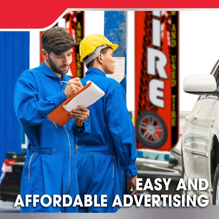 OnPoint Wares Tire Sale Windless Flag | 3 ft x 11.5 ft Outdoor Advertising Banner OnPoint Wares