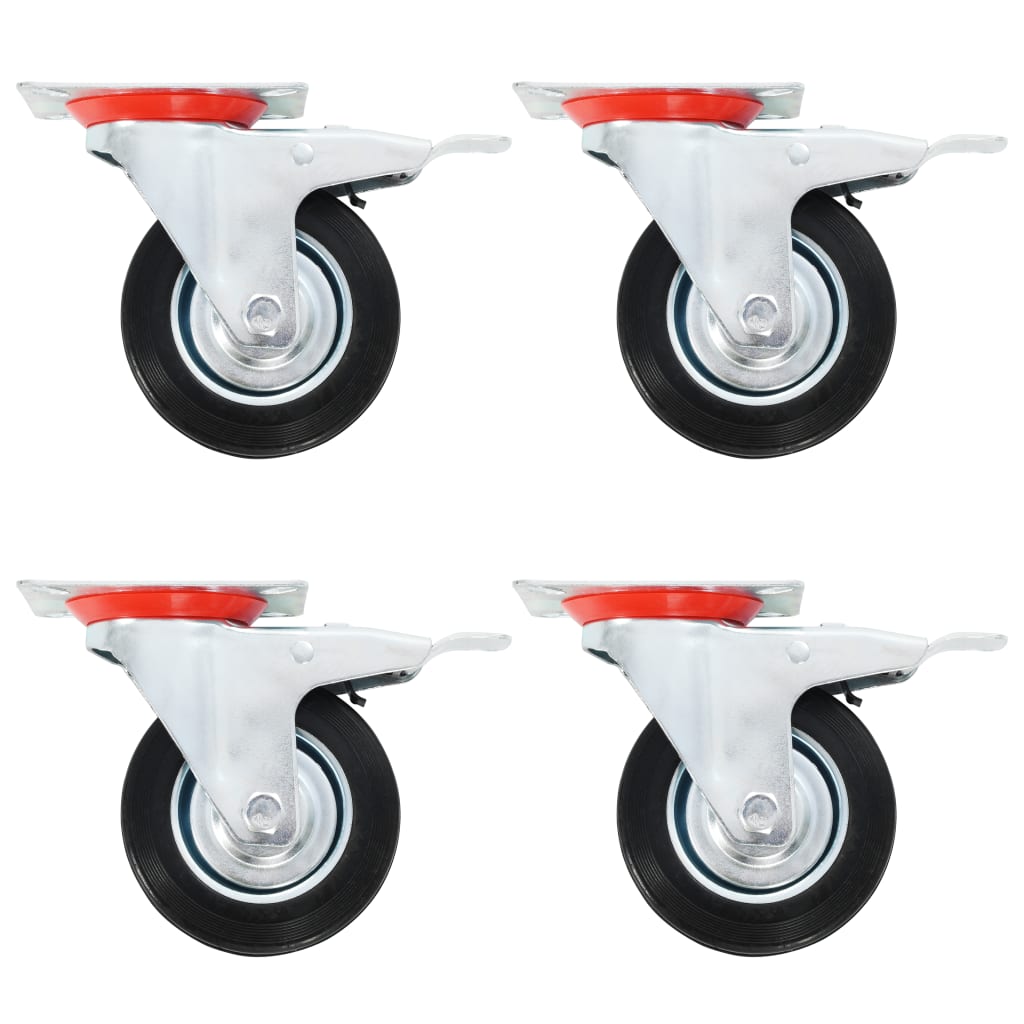 vidaXL Swivel Casters with Double Brakes 4 pcs 3.94 "