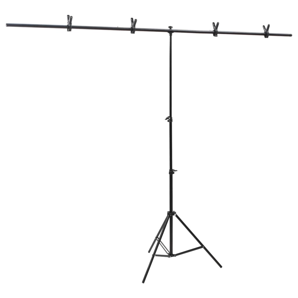 vidaXL T-Shape Background Stand Black 79.1 x 23.6 x (27.6-78.7) "