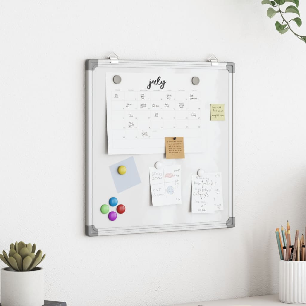 vidaXL Magnetic Whiteboard 15.7x15.7x0.7" Aluminium