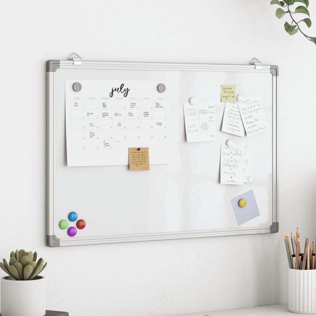 vidaXL Magnetic Whiteboard 23.6x15.7x0.7" Aluminium