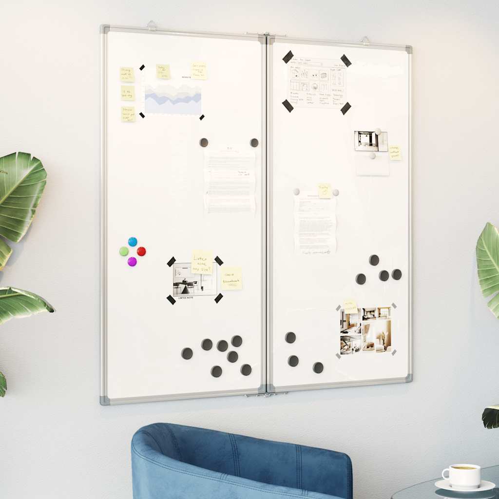 vidaXL Magnetic Whiteboard Foldable 31.5x31.5x0.7" Aluminium