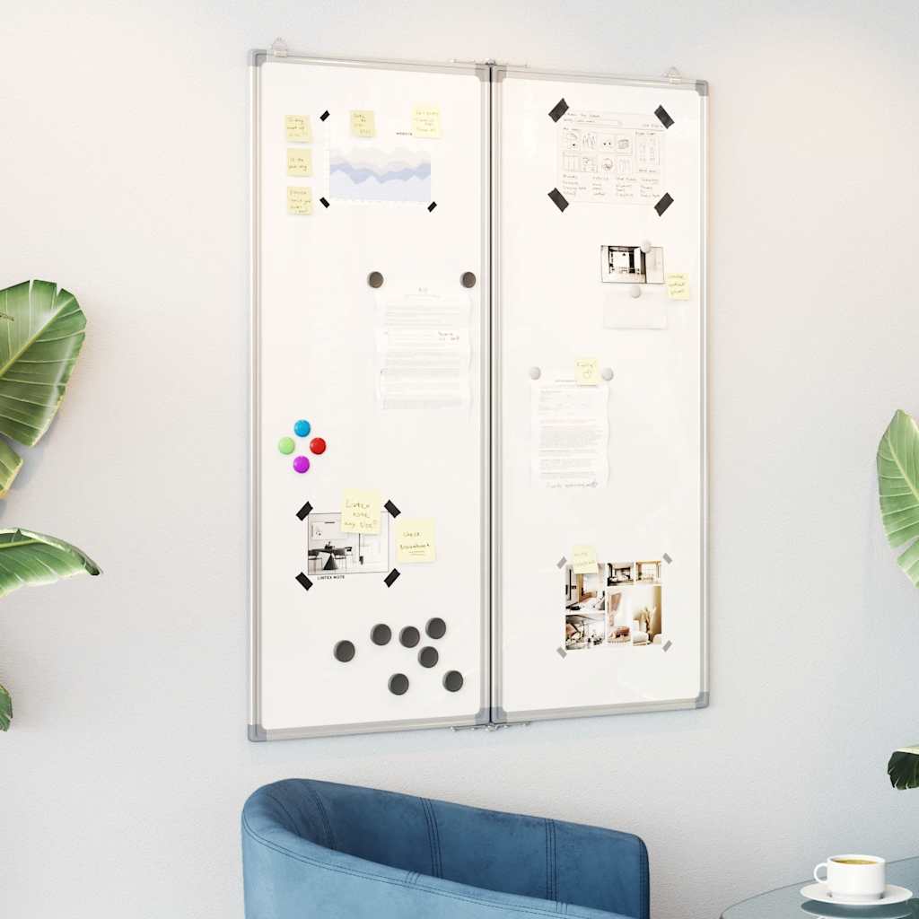 vidaXL Magnetic Whiteboard Foldable 31.5x39.4x0.7" Aluminium