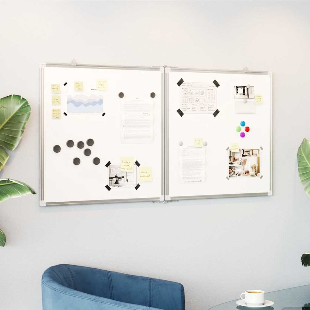 vidaXL Magnetic Whiteboard Foldable 47.2x23.6x0.7" Aluminium
