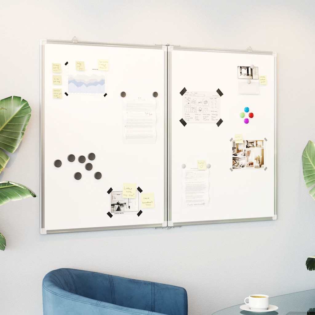 vidaXL Magnetic Whiteboard Foldable 47.2x31.5x0.7" Aluminium