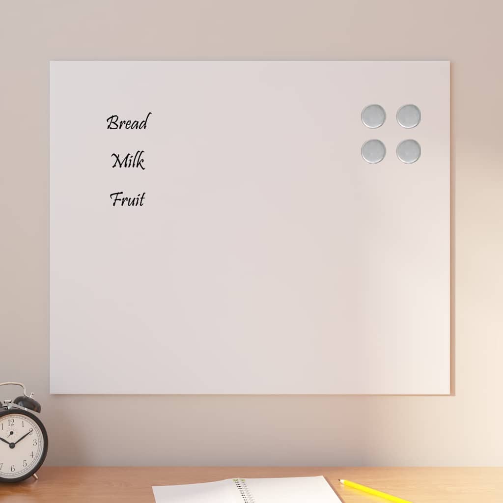 vidaXL Wall-mounted Magnetic Board White 23.6"x19.7" Tempered Glass