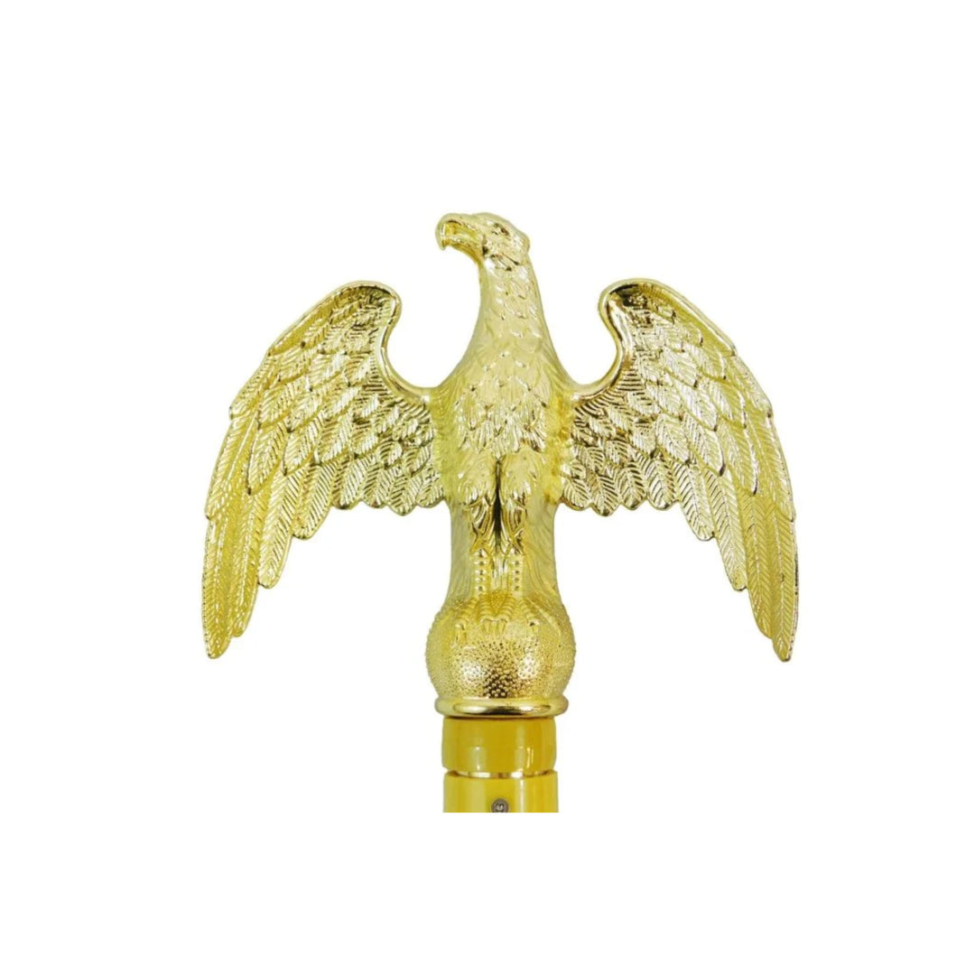 OnPoint Wares American USA Indoor Embroidery Flag Pole Kit with Base Stand and Gold American Eagle Topper Ornament