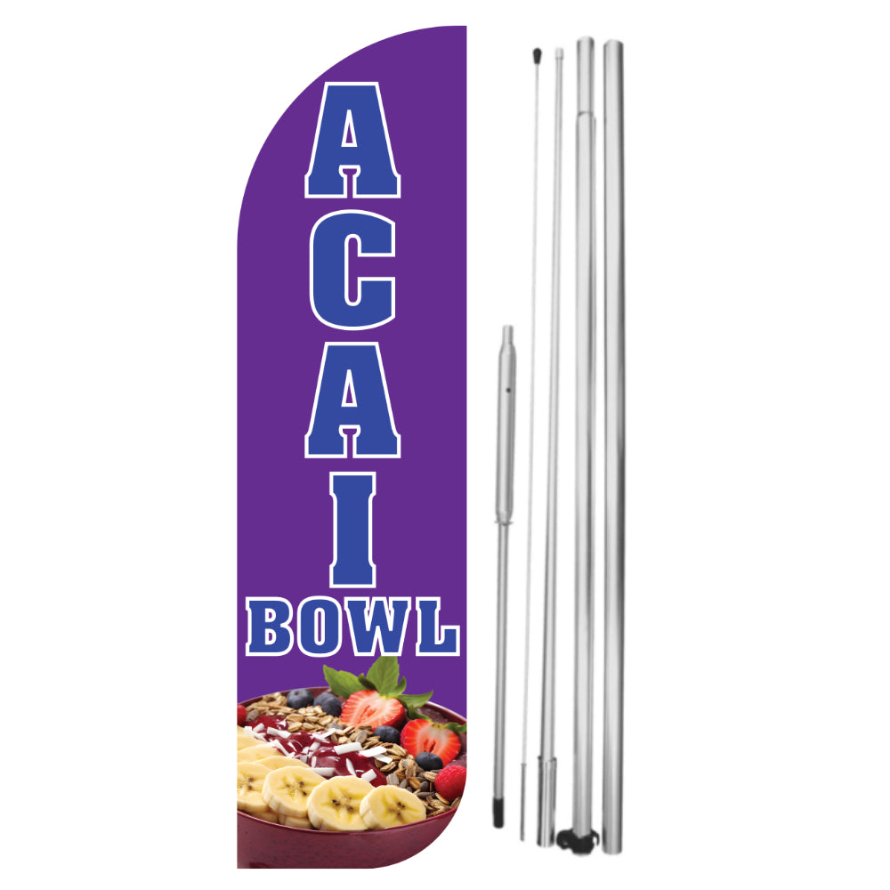ACAI Bowl Windless Flag with Hybrid Pole Set