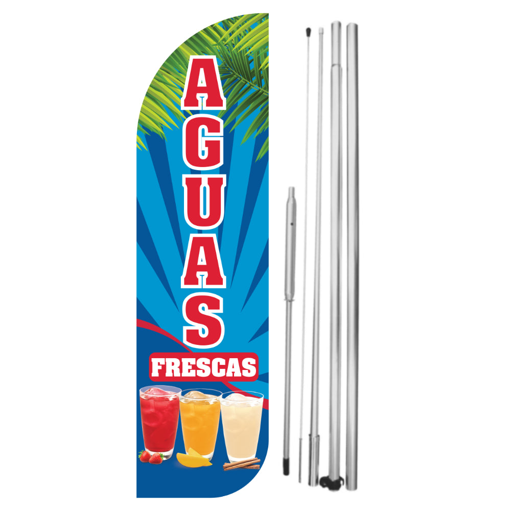 Aguas Frescas Windless Flag with Hybrid Pole Set