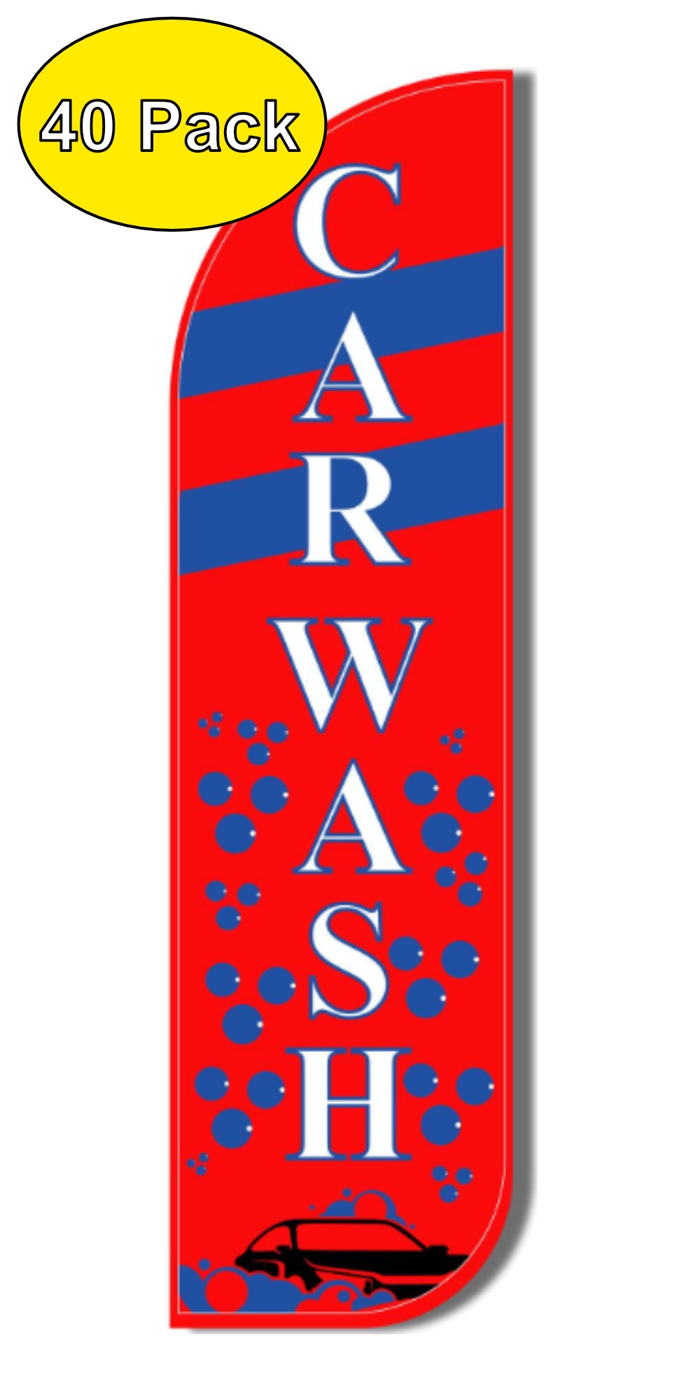 Car Wash (Red) Windless Flag Pack of 40