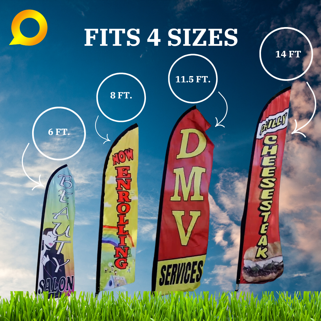 Adjustable Feather Flag Kit for Business Advertisement Banners (6-15 ft.) Fits Windless and Swooper Flags with Ground Spike