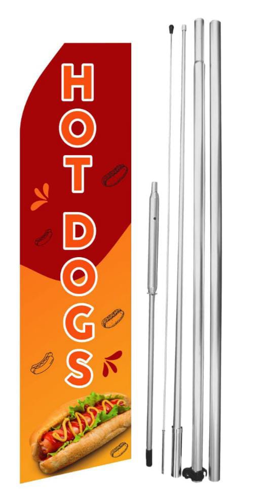 Hot Dogs Swooper flag with Pole