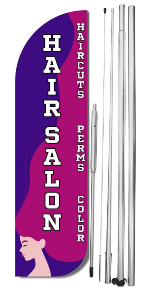 Hair Salon Haircuts Perms Color Windless Flag With Pole