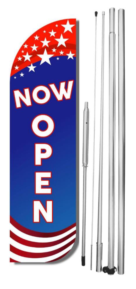 Now Open Windless Flag With Pole