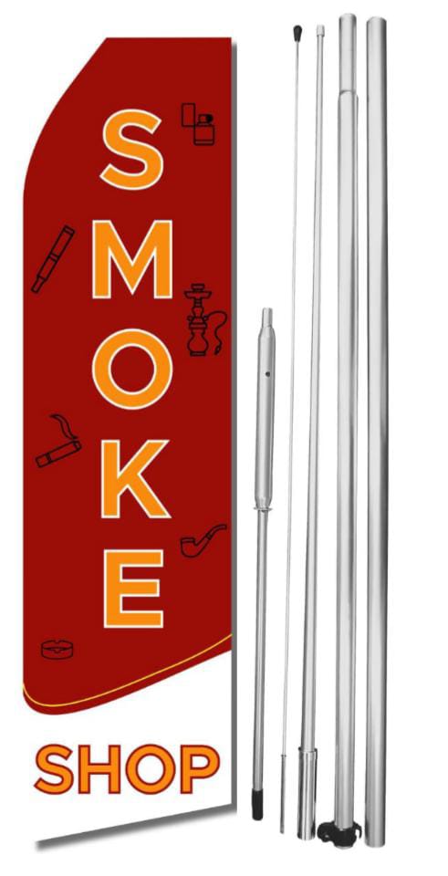 Smoke Shop Swooper flag with pole