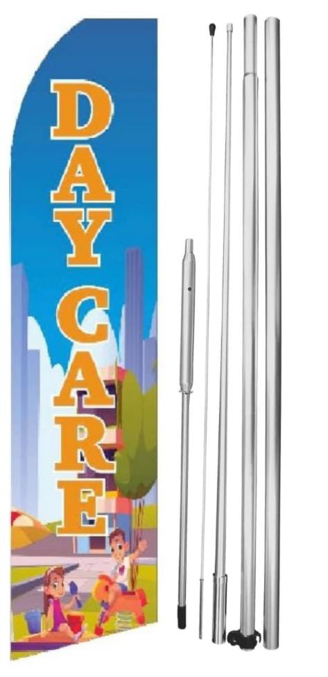 Day Care (Blue) Swooper Flag With Hybrid Pole