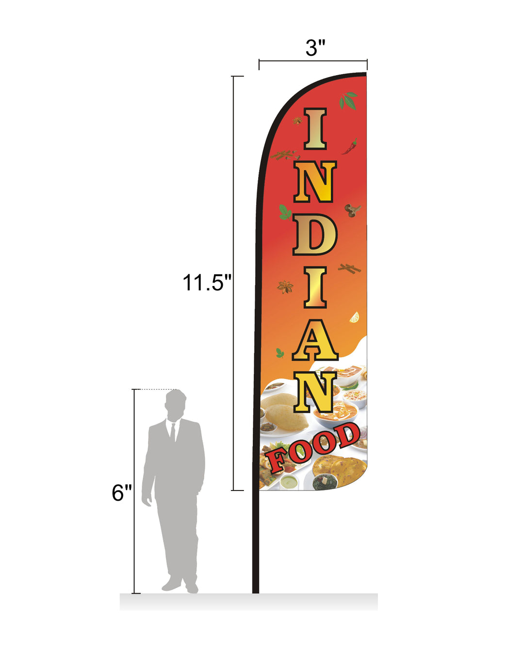 Indian Food Windless Flag with Hybrid Pole Set