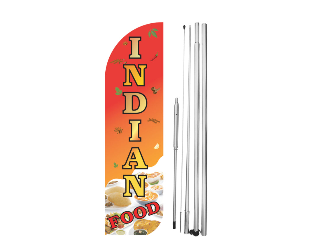 Indian Food Windless Flag with Hybrid Pole Set