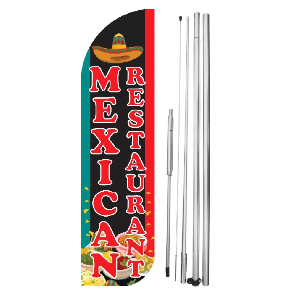 Mexican Restaurant Windless Flag with Hybrid Pole Set