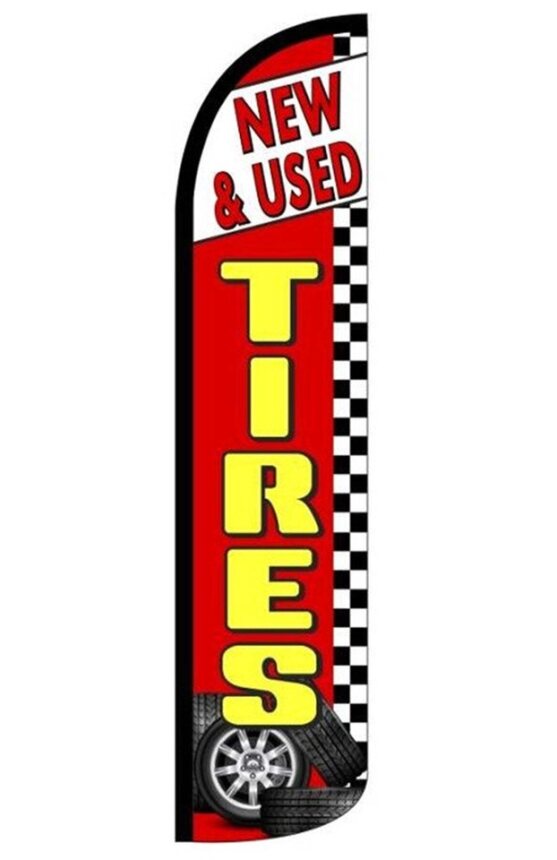 New & Used Tires (Red) Windless Flag