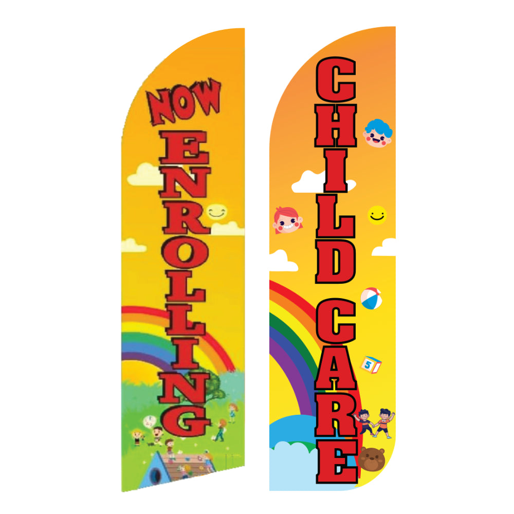 Now Enrolling Child Care Windless Flags Pack of 2