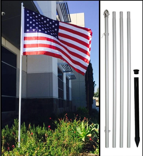 13 Ft Outdoor Silver Aluminum Pole Set OnpointWares