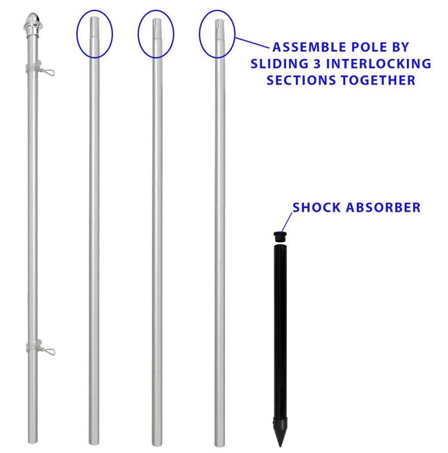 13 Ft Outdoor Silver Aluminum Pole Set OnpointWares