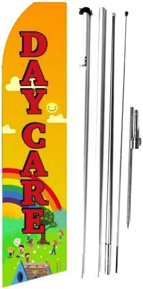 Day Care (Yellow) Swooper Flag With Hybrid Pole