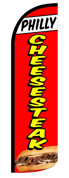 OnPoint Wares Philly Cheesesteak Windless Flag | 3 ft x 11.5 ft Outdoor Advertising Banner