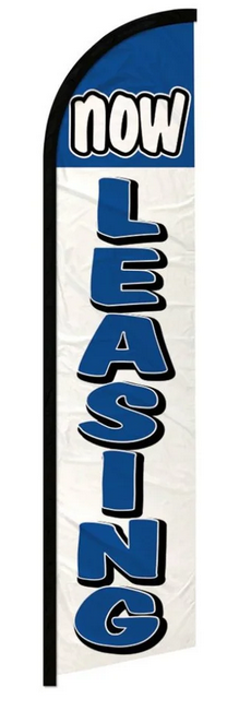 OnPoint Wares Now Leasing Windless Flag | 3 ft x 11.5 ft Outdoor Advertising Banner