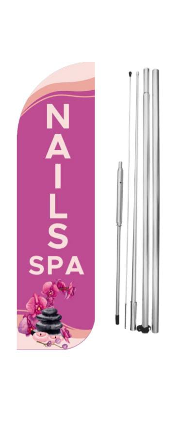 Nails & Spa Windless Flag With Hybrid Pole