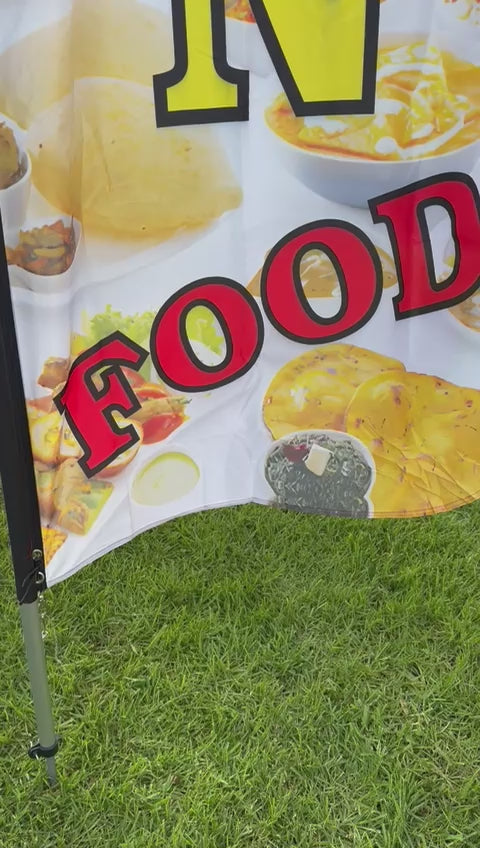 Indian Food Windless Flag with Hybrid Pole Set