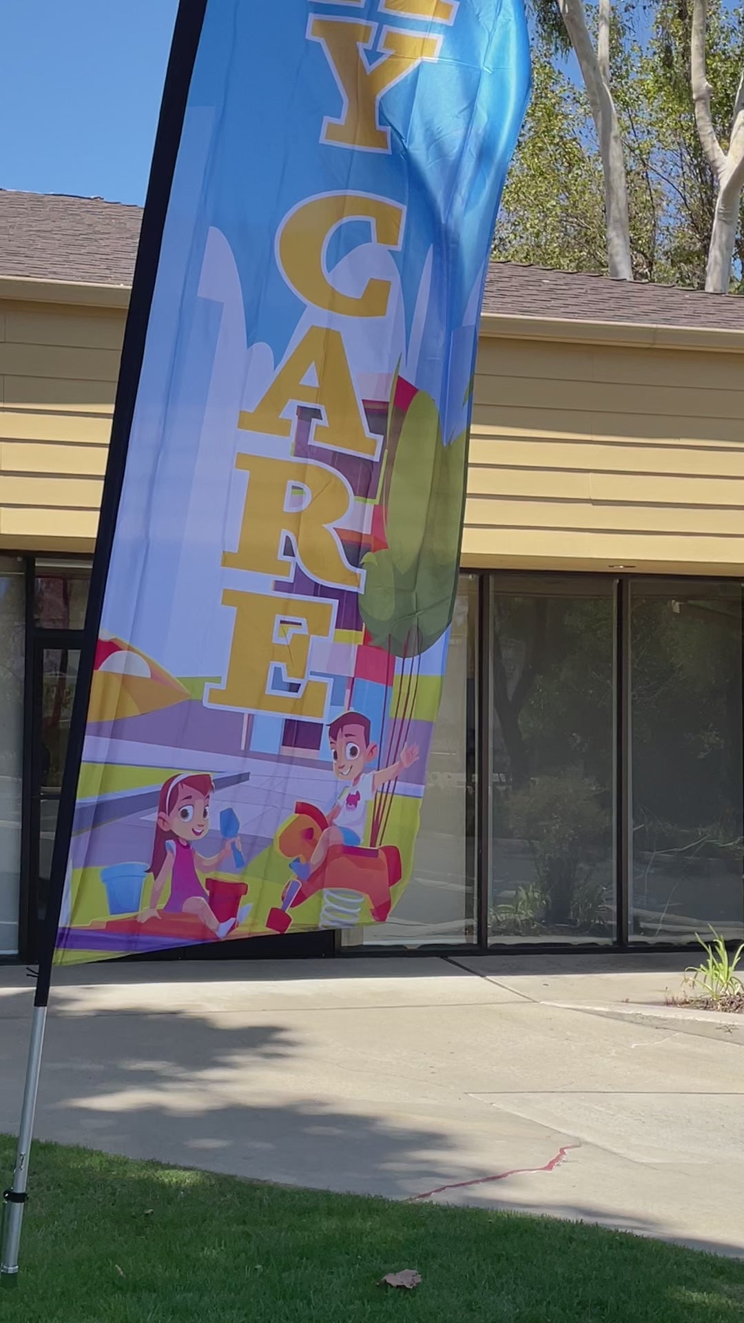 Day Care (Blue) Swooper Flag With Hybrid Pole