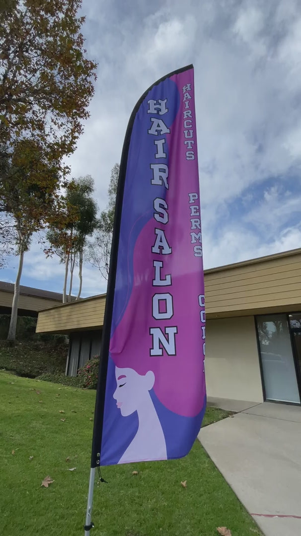 Hair Salon Haircuts Perms Color Windless Flag With Pole