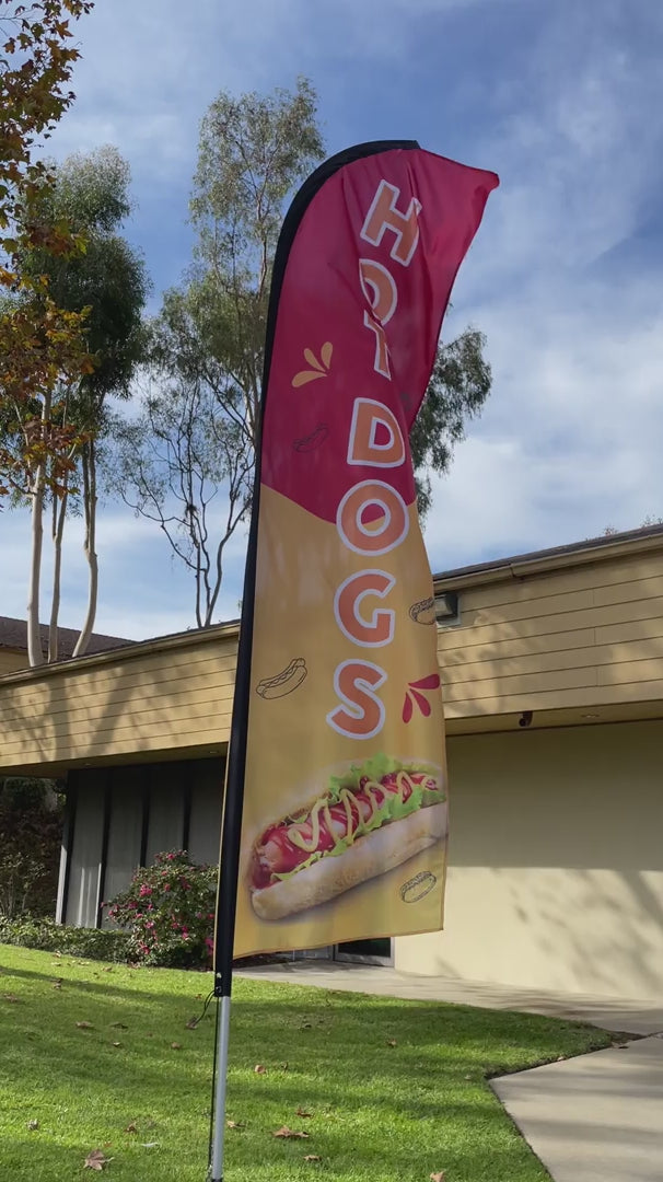 Hot Dogs Swooper flag with Pole